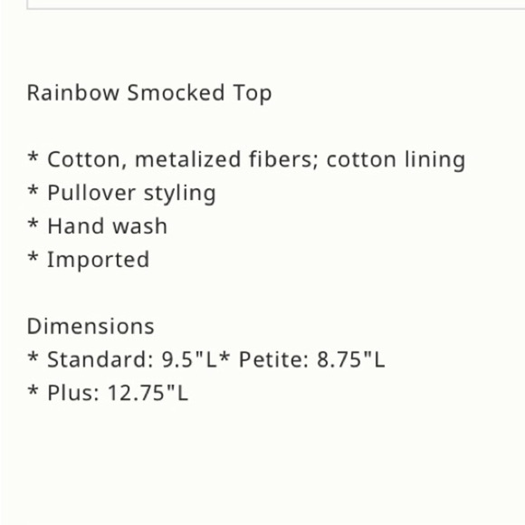 Anthropologie NWT Rainbow Smocked Strapless Top Size L. - Picture 8 of 8